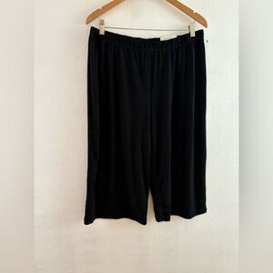 East 5th Womens Cropped Palazzo Stretch Pants Elastic Waist Solid Black PL